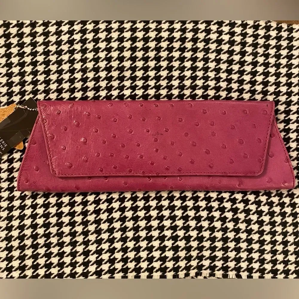 NWT Valerie Stevens vintage leather clutch purple